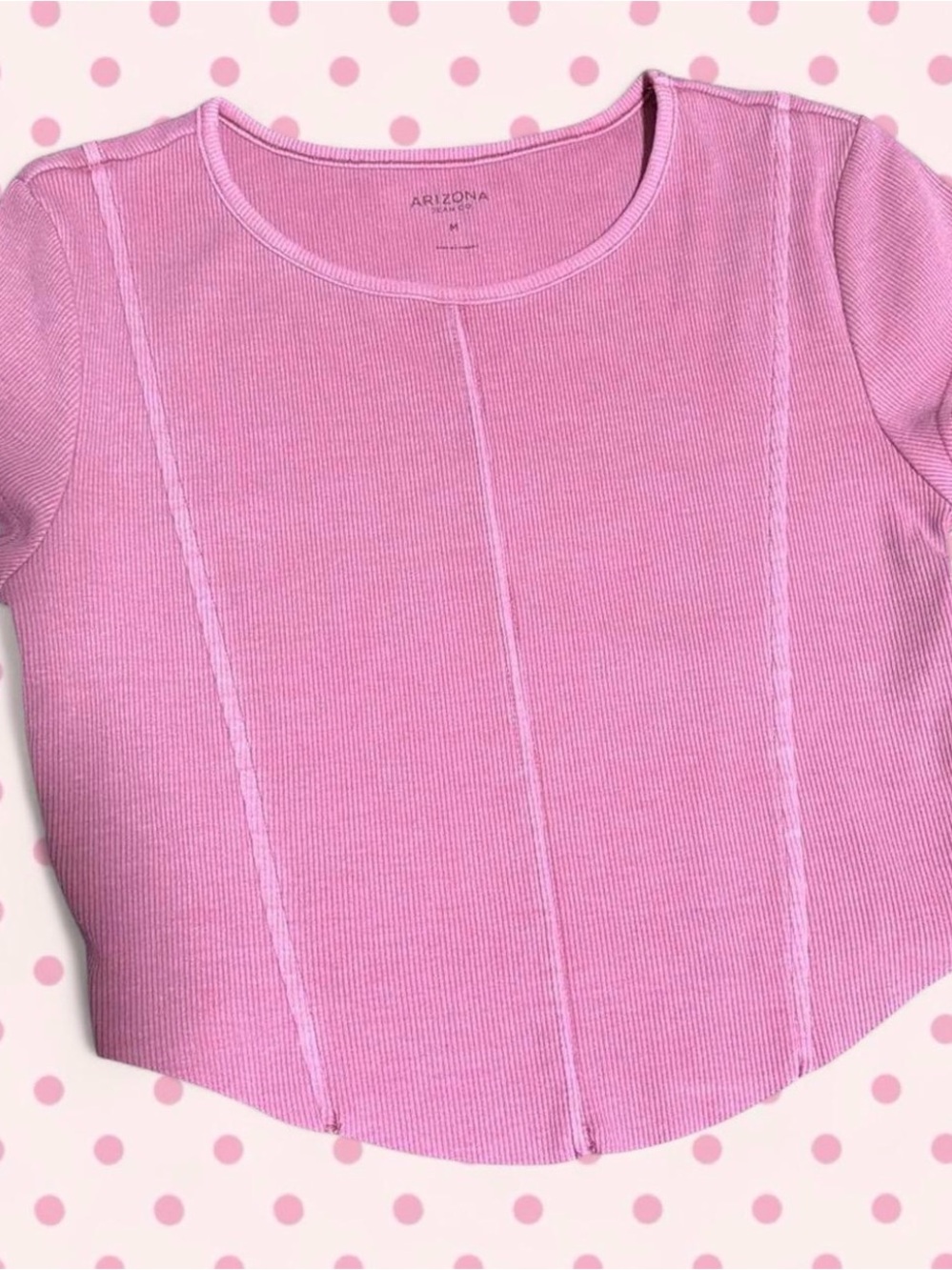 Arizona Jean Company Pink Ribbed Seam-Detail Crop Top